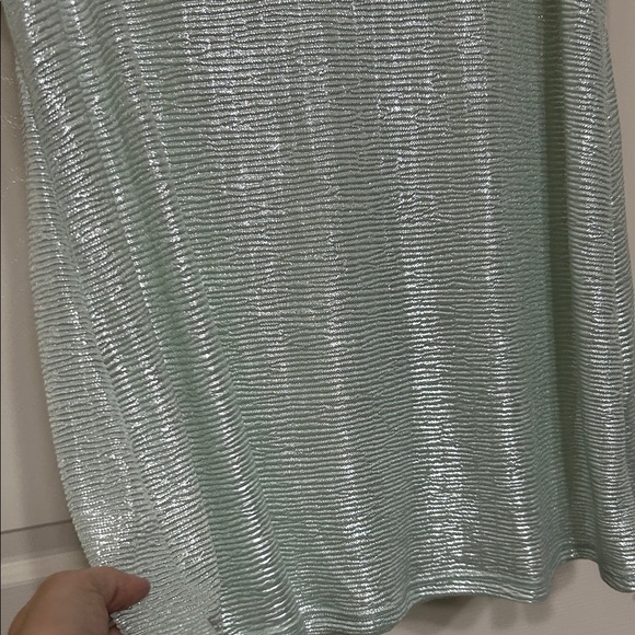 Espresso Metallic Mint Tank Top Shiny Dance Layering Piece Stretchy M to L - Picture 6 of 10